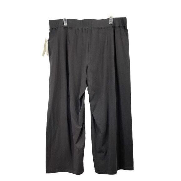 NEW Eileen Fisher Cotton Stretch Jersey cropped Wide Pants Sz XL Graphite - Picture 8 of 9